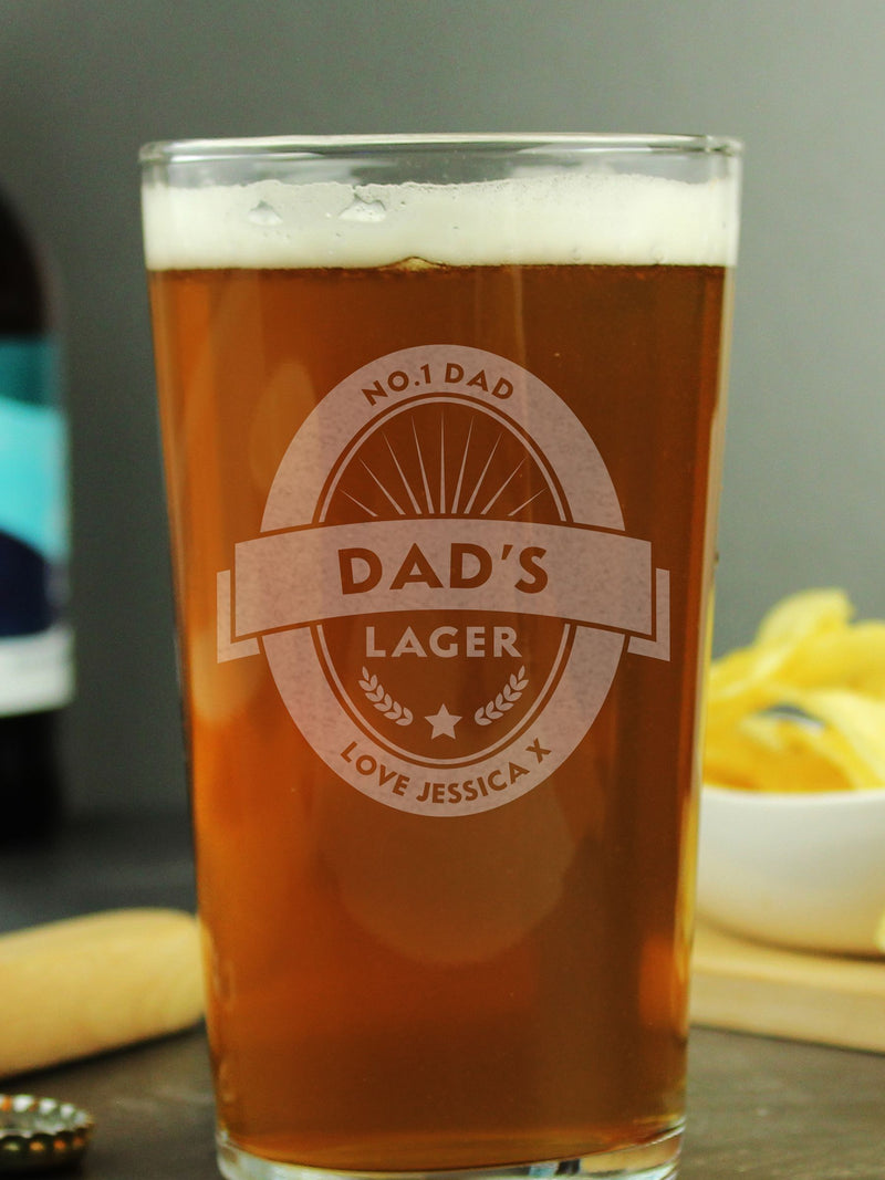 PMC personalised beer label pint glass, imported from the UK