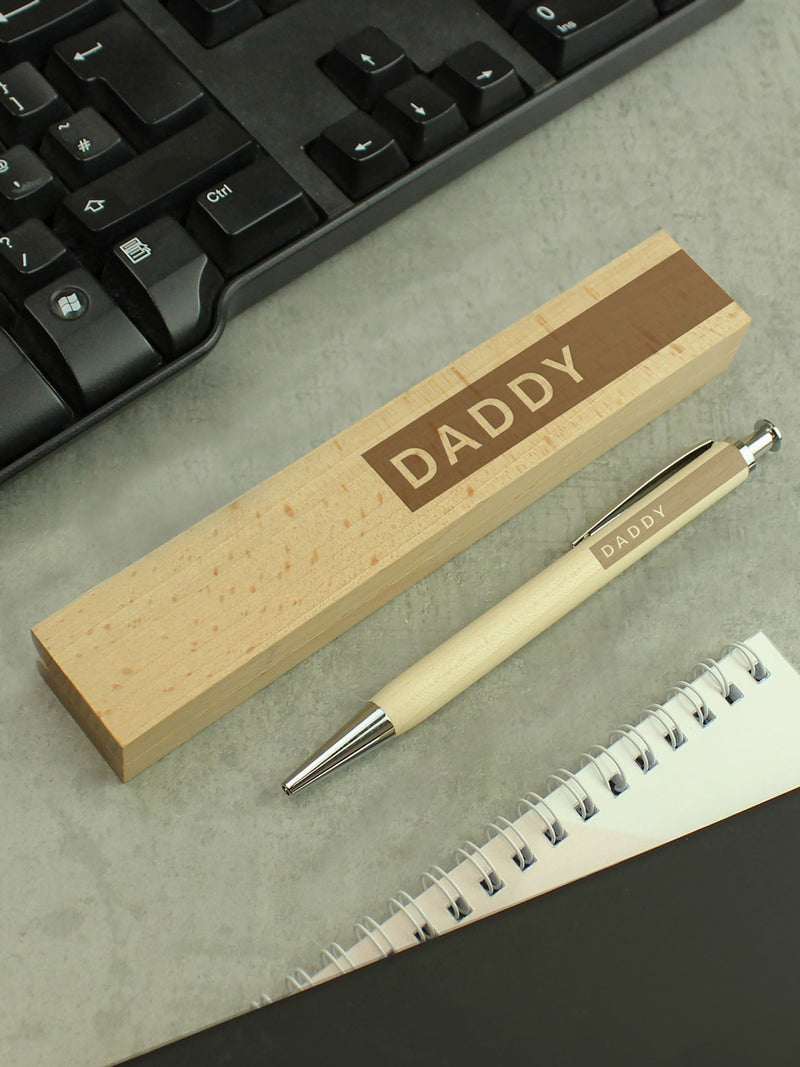 PMC personalised wooden pen box set (British brand)