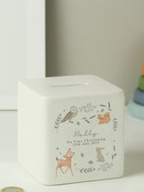 Next PMC Woodland Animals Personalised Ceramic Square Money Box- Buy online at McGrocer