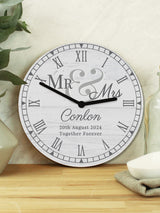 Next PMC Personalised Mr & Mrs Wooden Clock- Buy online at McGrocer