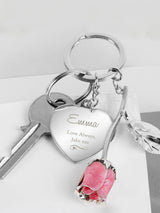 Next PMC Personalised Pink Rose Keyring- Buy online at McGrocer