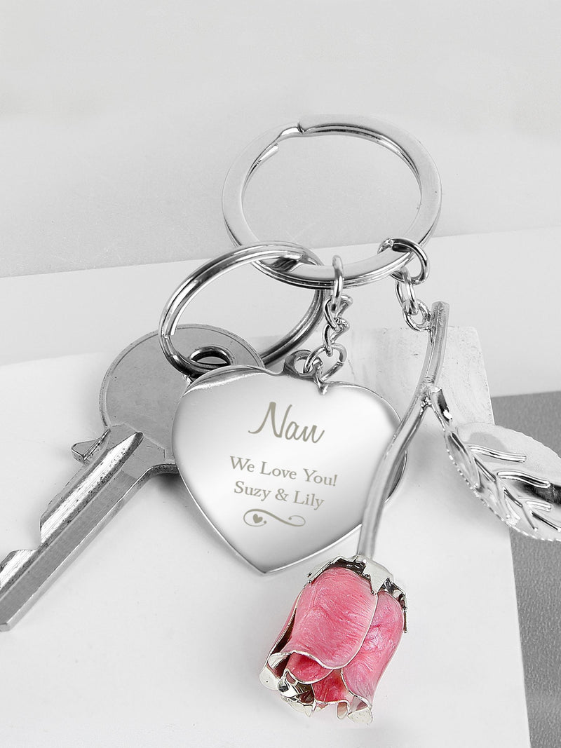 PMC personalised rose keyring (British brand)