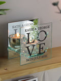 PMC Personalised LOVE glass tea light candle holder, imported from the UK