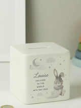 Next PMC Personalised Bunny Ceramic Square Money Box White- Buy online at McGrocer
