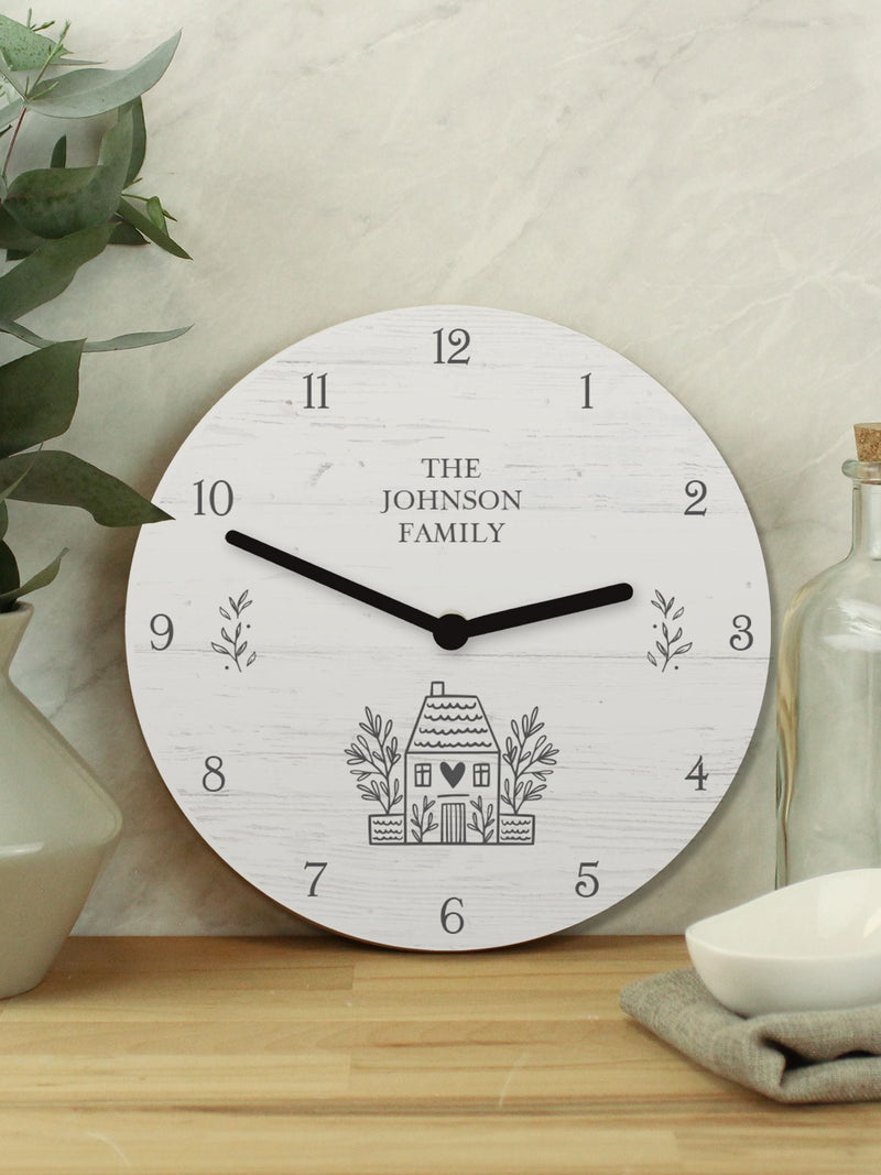 PMC Personalised Home Sweet Home wooden clock 25 x 25 x 4 cm, imported from the UK