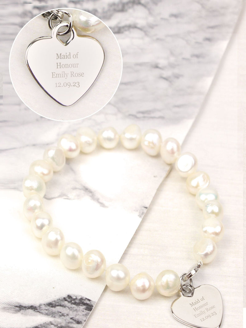 PMC personalised freshwater pearl white bracelet 20cm, imported from the UK