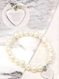 PMC personalised freshwater pearl white bracelet 20cm, imported from the UK