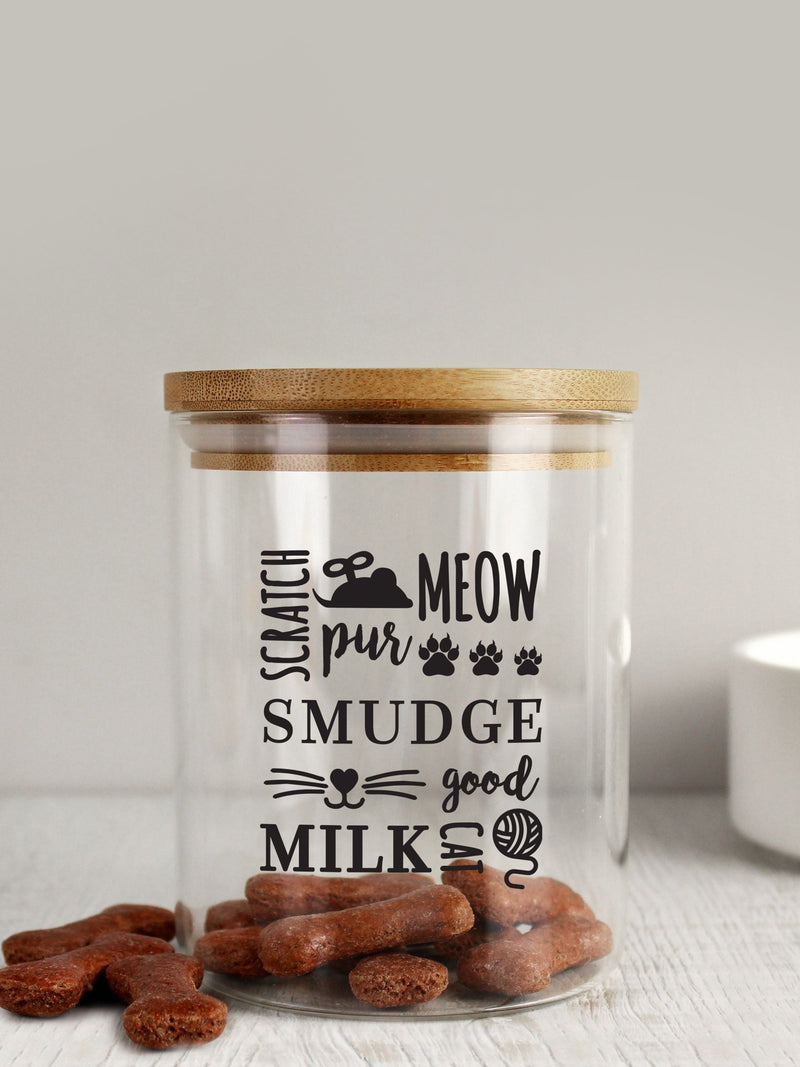 PMC personalised glass cat treats jar imported from the UK