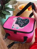 PMC pink personalised dinosaur lunch bag, imported from the UK