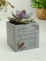 Next PMC Personalised Robin Memorial Concrete Plant Pot 10 x 10 x 10cm- Buy online at McGrocer