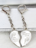 PMC Natural personalised floral mother daughter two heart keyring, imported from the UK