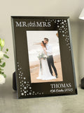 PMC Personalised Mr and Mrs 6x4 mirrored photo frame, imported from the UK