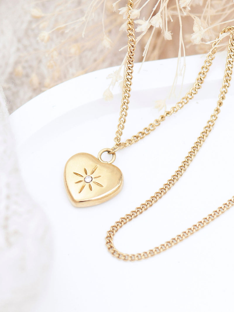 Treat Republic gold tone personalized celestial heart pendant necklace (British brand)