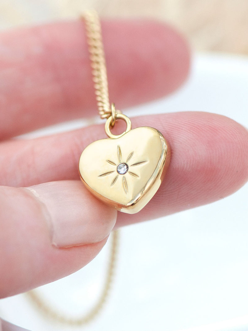 Treat Republic gold tone personalized celestial heart pendant necklace (British brand)