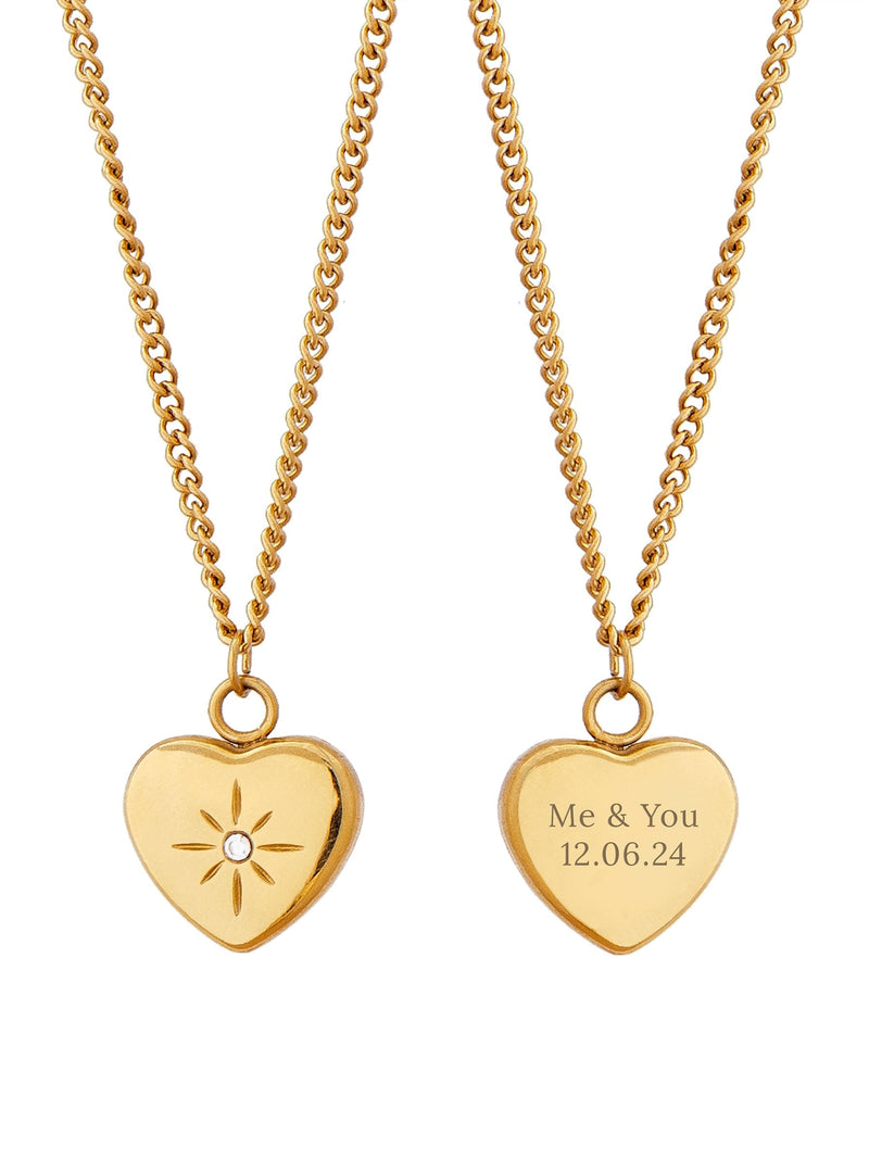 Treat Republic gold tone personalized celestial heart pendant necklace (British brand)