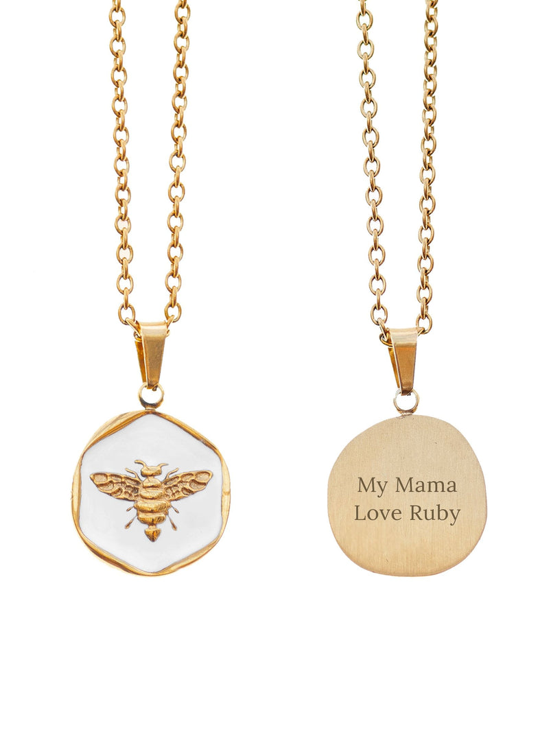 Treat Republic gold tone personalised honey bee pendant necklace (British brand)