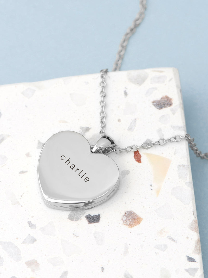 Treat Republic silver tone personalised heart photo locket 2cm pendant (British brand)