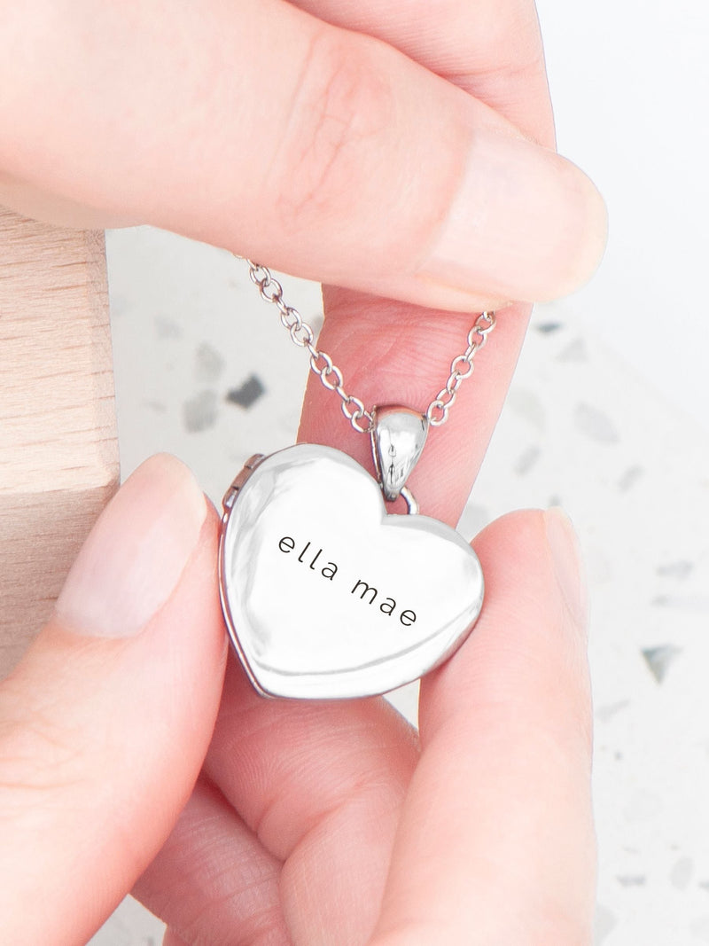 Treat Republic silver tone personalised heart photo locket 2cm pendant (British brand)