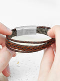 Treat Republic personalised men's woven leather brown bracelet (British brand)