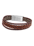 Treat Republic personalised men's woven leather brown bracelet (British brand)