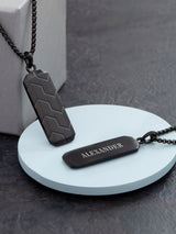 Next Treat Republic Personalised Men's Black Steel Dog Tag Necklace- Buy online at McGrocer