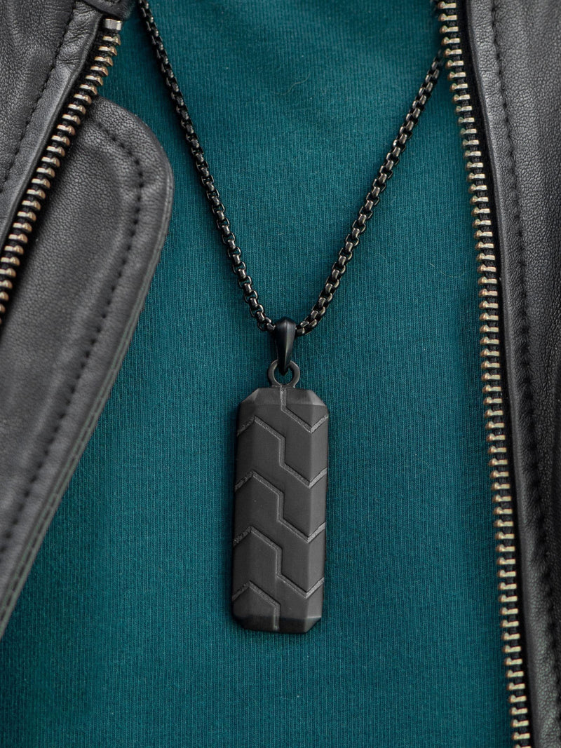 Treat Republic personalised men's black steel dog tag necklace (British brand)