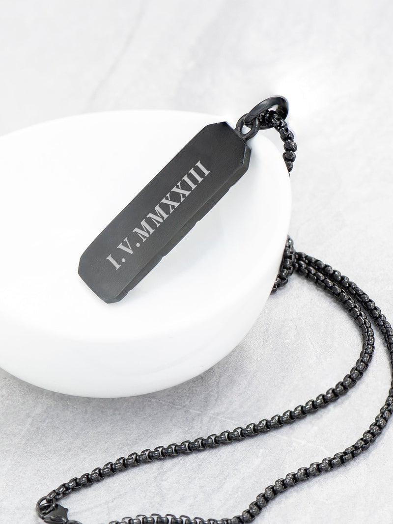 Treat Republic personalised men's black steel dog tag necklace (British brand)