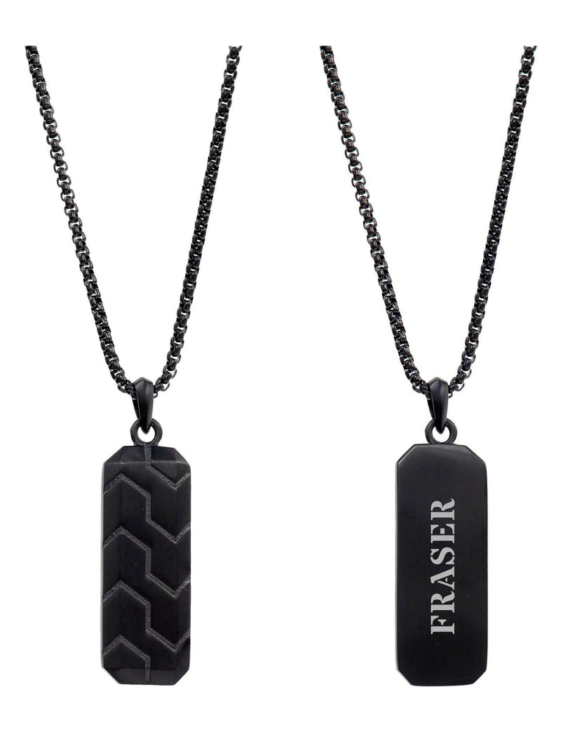 Treat Republic personalised men's black steel dog tag necklace (British brand)