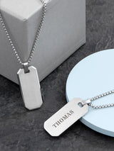 Next Treat Republic Personalised Men's Brushed Steel Dog Tag Necklace with 66cm Chain- Buy online at McGrocer