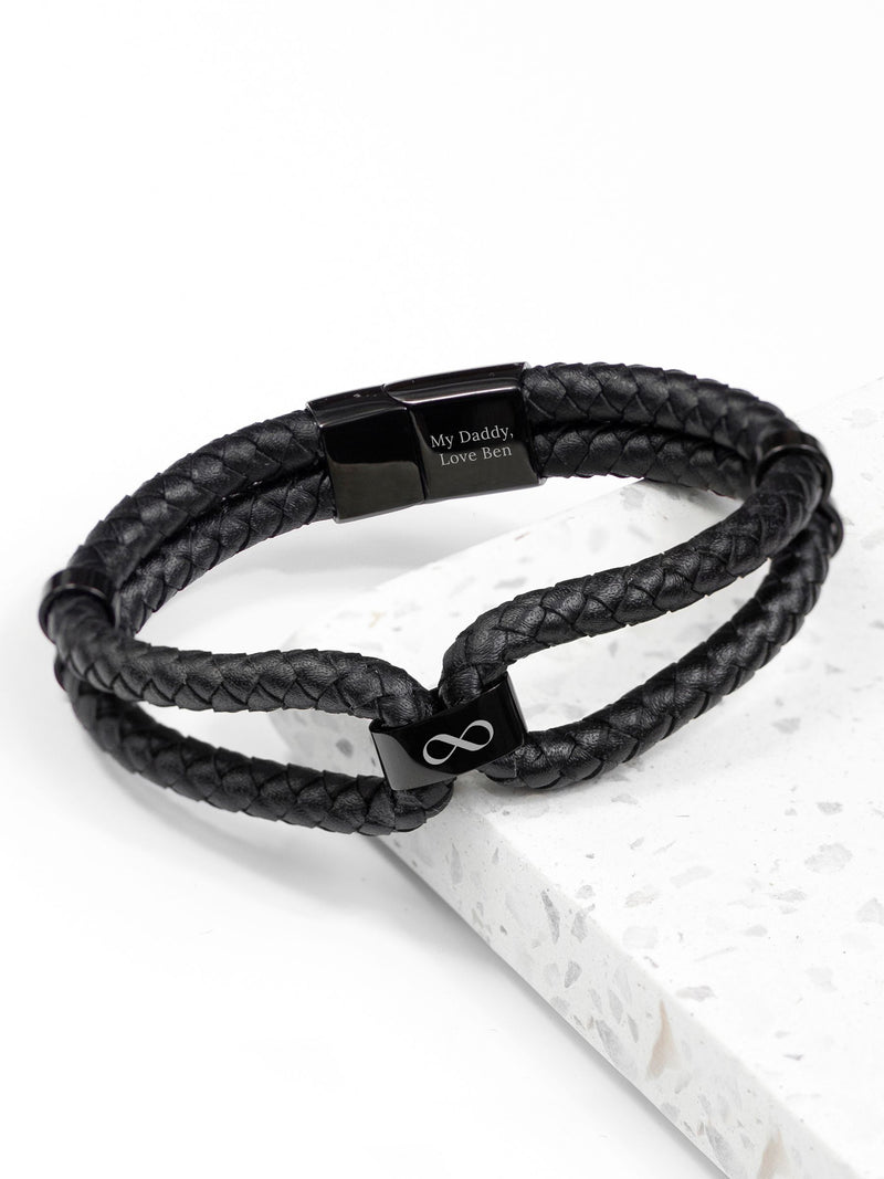 Treat Republic personalised infinity dual leather men's bracelet (British brand)