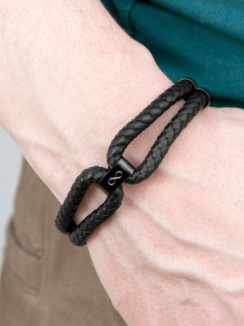 Treat Republic personalised infinity dual leather men's bracelet (British brand)