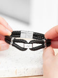 Treat Republic men's personalised infinity dual leather black bracelet (British brand)