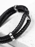 Treat Republic men's personalised infinity dual leather black bracelet (British brand)