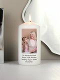 PMC personalised photo upload pillar candle, imported from the UK