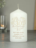 PMC personalised pearl 30th anniversary candle, imported from the UK
