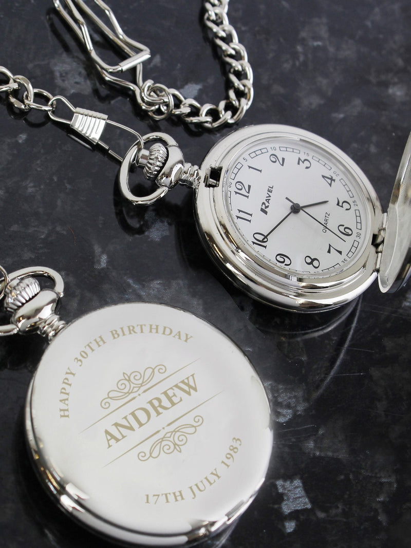 PMC personalised pocket fob watch with chain, UK version