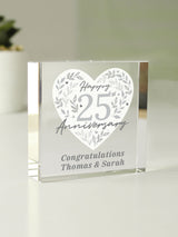 Next PMC Personalised Silver 25th Anniversary Crystal Token Ornament 7.5 cm- Buy online at McGrocer