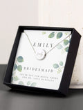 PMC Silver personalised wedding party necklace and box, imported from the UK