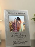 PMC personalised love story glitter glass photo frame 4x4, UK version