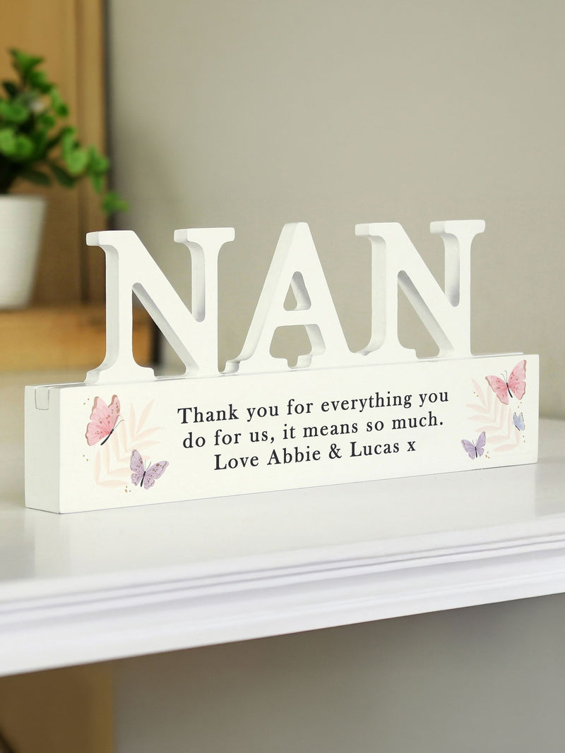 PMC personalised wooden Nan ornament 10x20cm, imported from the UK