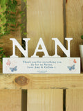 PMC personalised wooden Nan ornament 10x20cm, imported from the UK