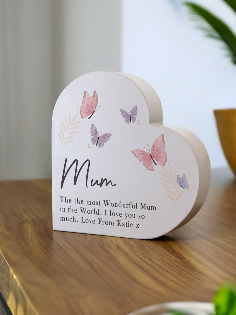 PMC white butterfly heart ornament personalised (British brand)