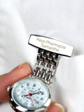 PMC silver personalised nurses fob watch, imported from the UK