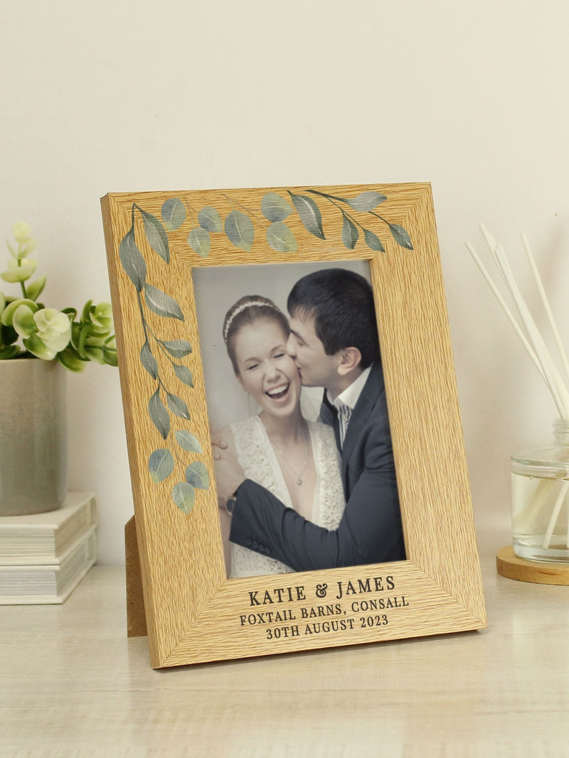 PMC personalised botanical wedding 6x4 photo frame, imported from the UK