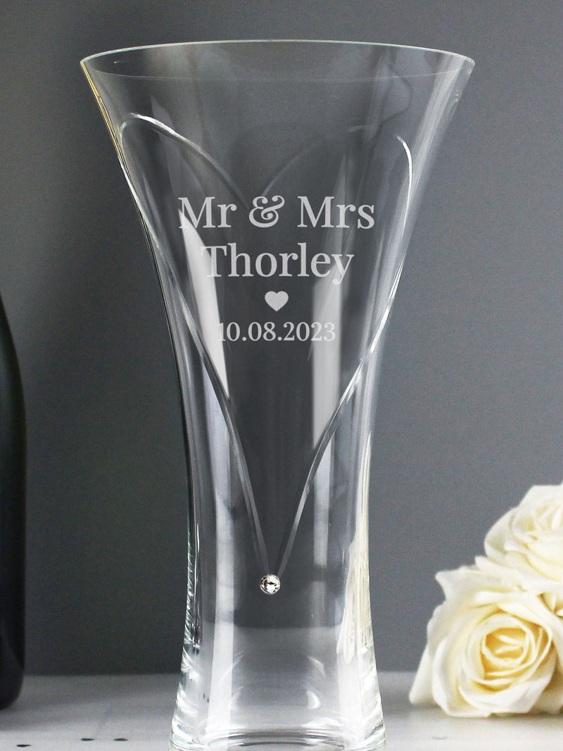 PMC personalised heart cut diamond effect vase large 25cm (British brand)