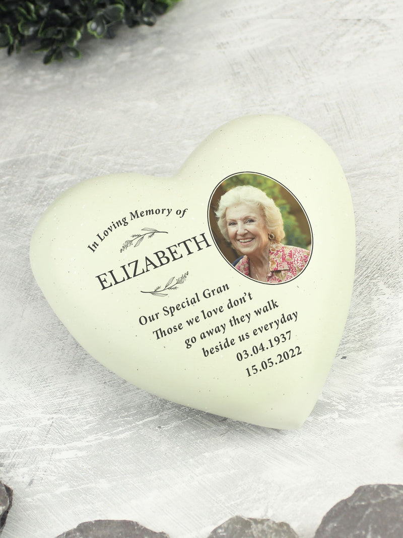 PMC personalised memorial resin heart with photo upload, imported from the UK