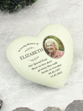 PMC personalised memorial resin heart with photo upload, imported from the UK
