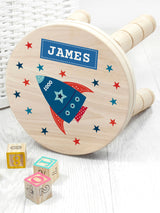 Next Treat Republic Personalised Kid's Rocket Wooden Stool- Buy online at McGrocer