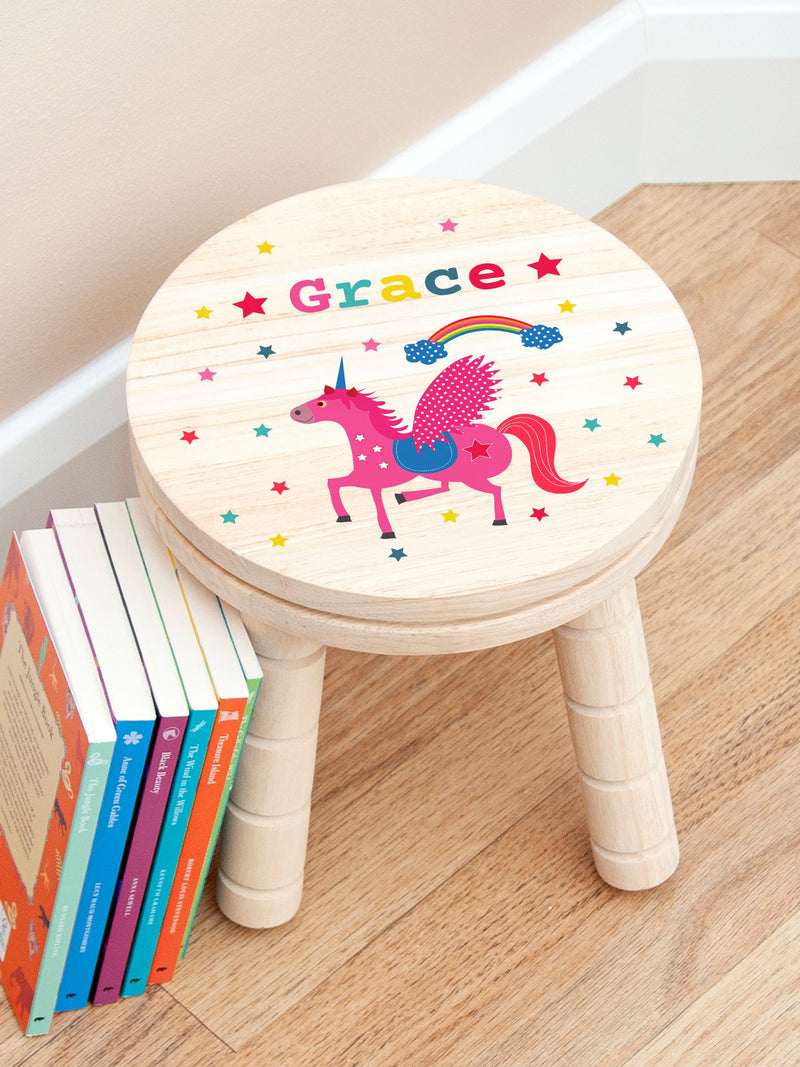 Treat Republic personalised unicorn wooden stool (British brand)