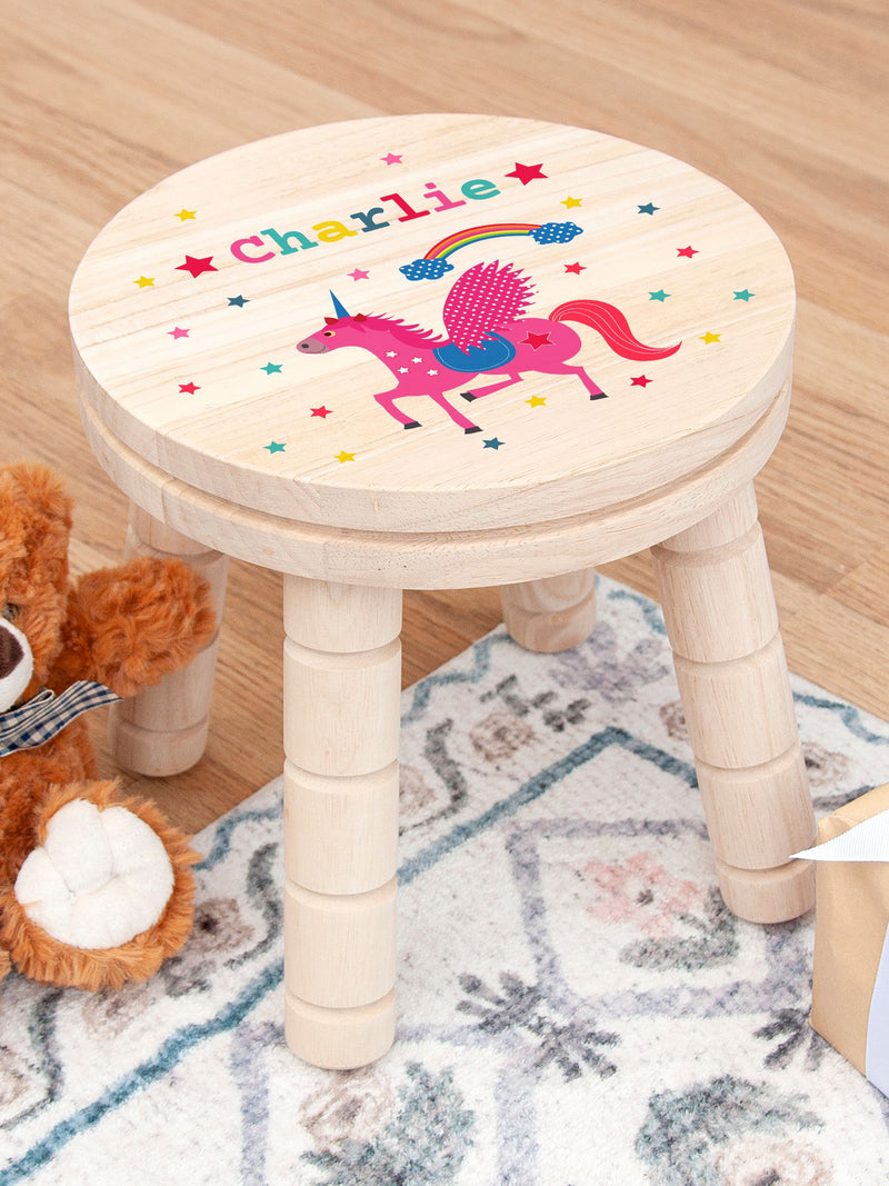 Treat Republic personalised unicorn wooden stool (British brand)